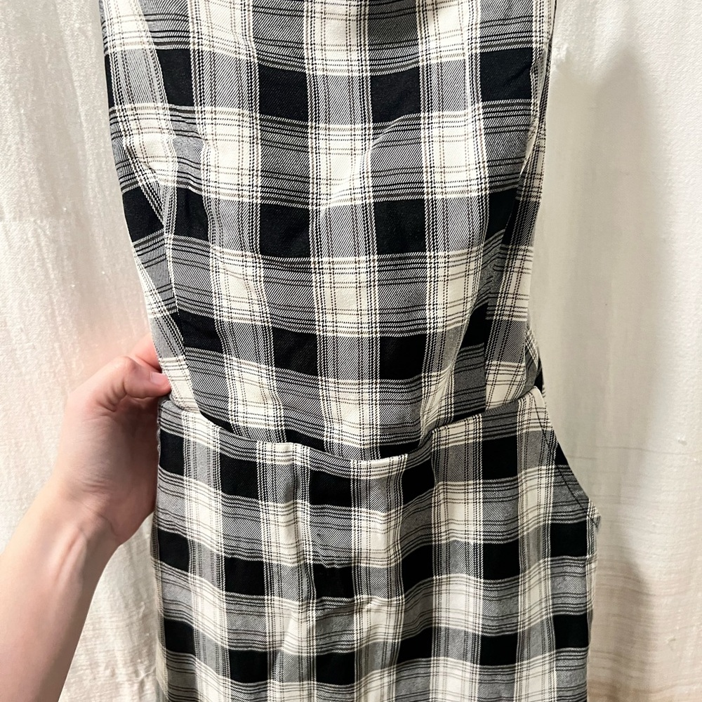 Lulu's Black and White Plaid Lace-Up Dress